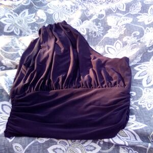 Express Black Ruched Asymmetrical Tank Top